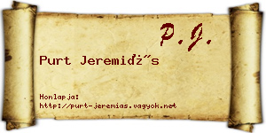 Purt Jeremiás névjegykártya
